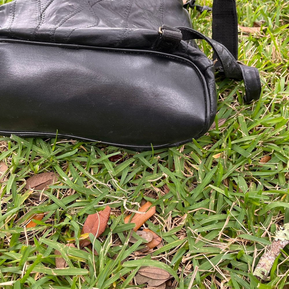 Genuine Black Leather Patchwork Backpack Y2k - image 8